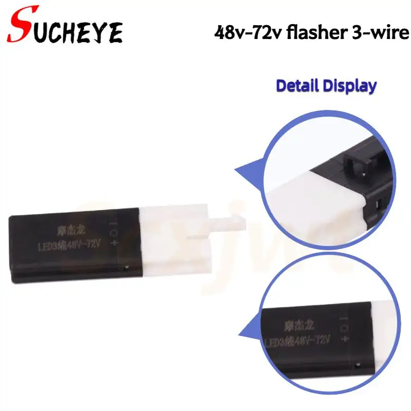48-72V 3-Pin Waterproof Flasher Relay IP67 for Motorcycle/Scooter Turn Signal LED Lights - Universal Fit