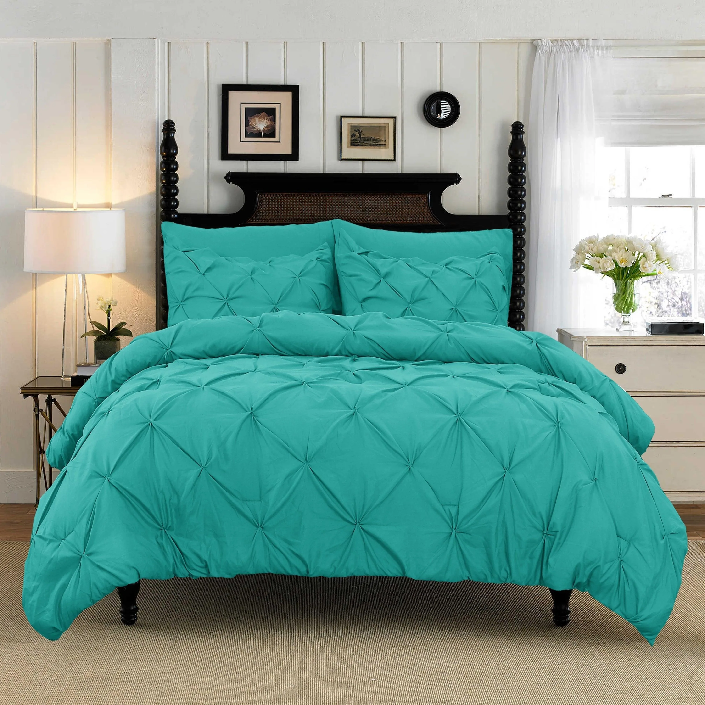 Immagine 6: Set biancheria da letto in cotone Elegante e confortevole Pizzico a pieghe con motivo pizzico Set copripiumino in 3 pezzi con lacci angolari