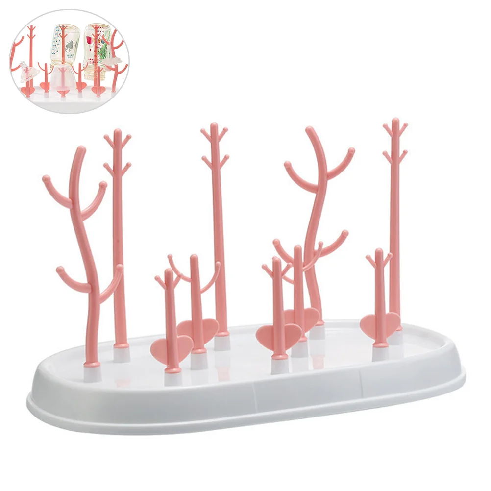

Baby Bottle Rack Durable PP Material Drainer Stand for Bottle Dryer Feeding Accessories Removable Tray Easy Pour Water Contain