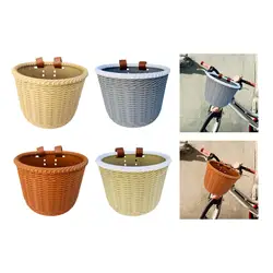 Kids Bike Basket Arts Crafts Thickened Imitation Rattan Bike Decoration Accessories Children's Bicycle Basket for Outdoor Picnic