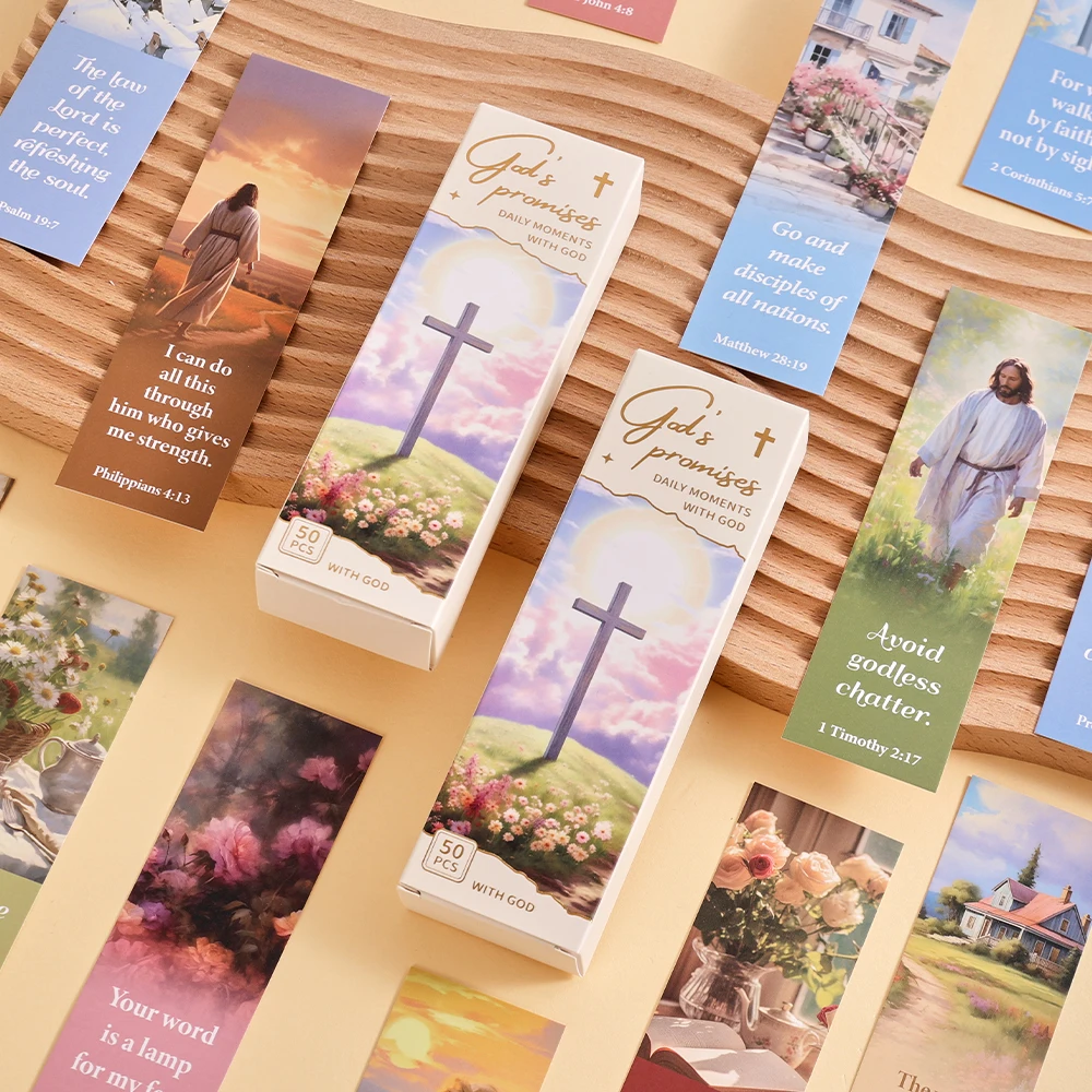 50-teiliges Bibelvers-Lesezeichen-Set mit inspirierendem Zitat auf Papier für die tägliche Ermutigung, perfekte Geschenke für Leser und Gläubige