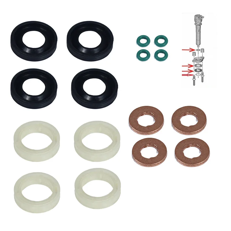 

Injector Seal + Gasket + O-ring Set for Citroen Berlingo C3 C4 Picasso Peugeot 207 307 407 Ford C-MAX Fiesta Focus Fusion