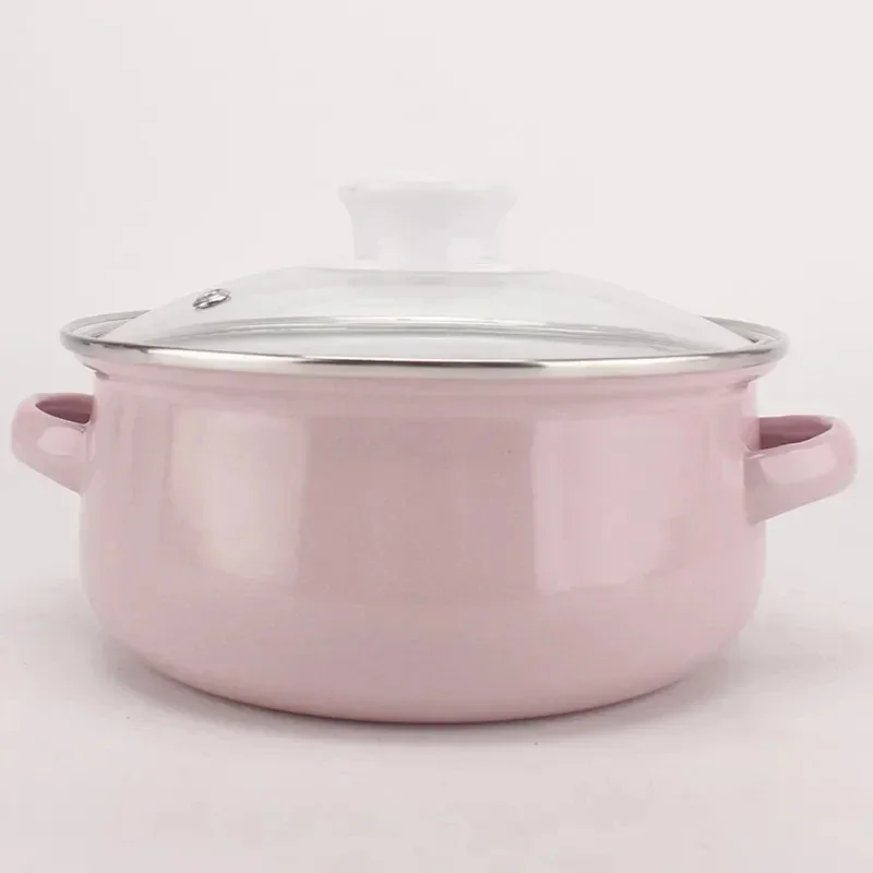 Enamel Soup  Milk Baby Food Supplement  Binaural  Noodle Cooking  Fresh-keeping Bowl Induction Cooker