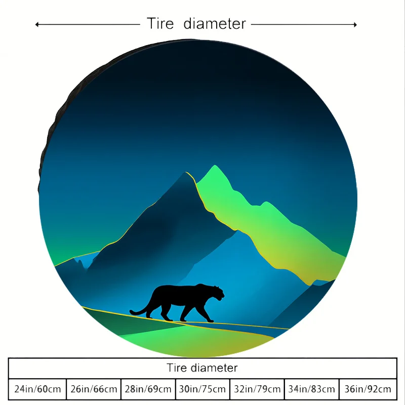 Minimalist Black Panther Mountain Spare Tire Cover Durable Polyester Fiber SUV Accessory