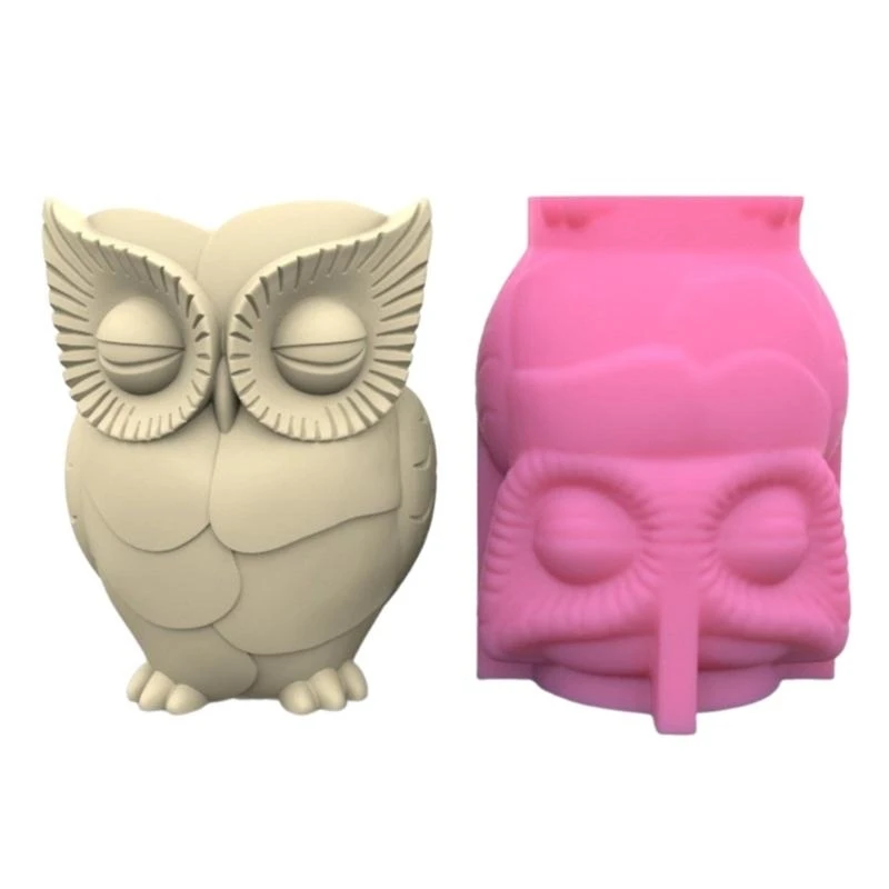 

91AC Owl Flower Pots Silicone Mold Concrete Plaster Holder Molds Resin Crafts