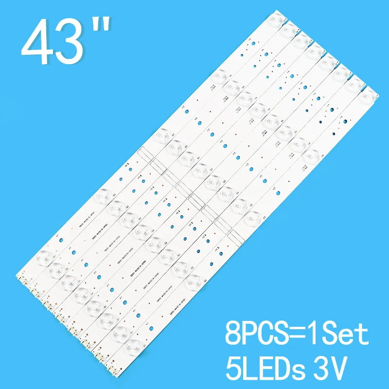 New 8PCS/lot 390mm 5LEDs 3V For 43