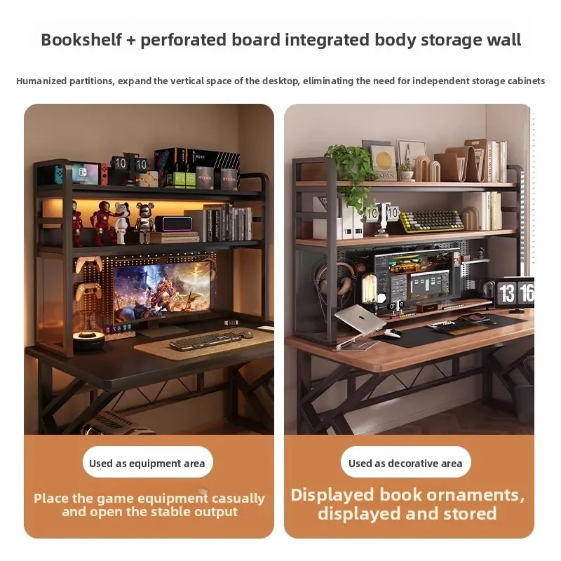 رف كتب مكتبي متكامل مع لوحة ثقب لغرفة النوم وطاولة رياضية إلكترونية وطاولة كمبيوتر مكتبية #3