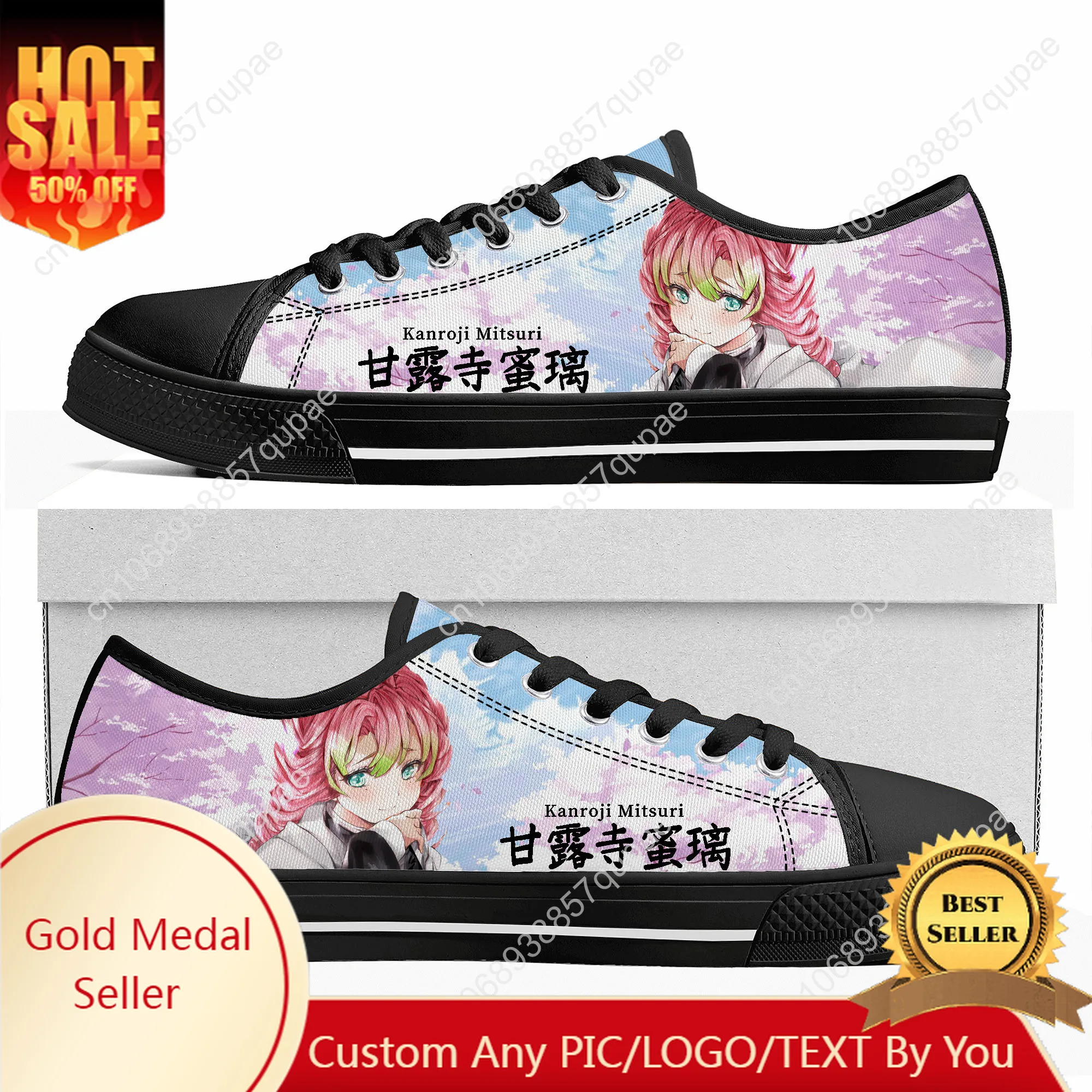 

Kanroji Mitsuri Cartoon Anime Low Top Sneakers Mans Womens Teenager High Quality Shoes Casual Tailor-Made Canvas Sneaker Shoes