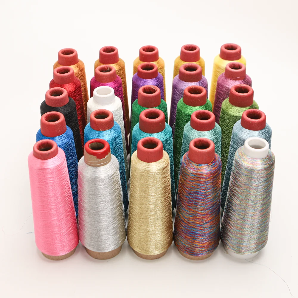 3000M Per Cone Metallic Yarn 150D  For Computerized Embroidery And Decorative Sewing 25 Shinny and Glittery Color Available