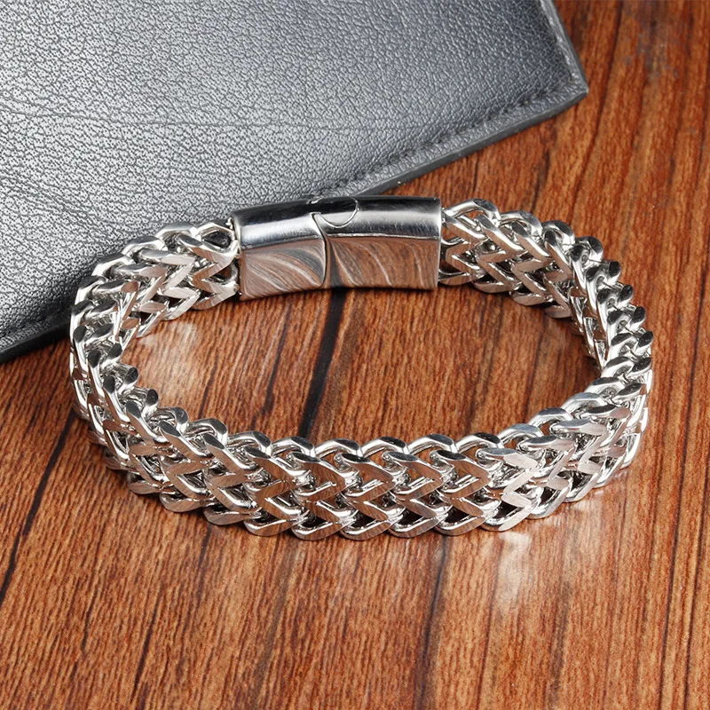 Stainless Steel Bracelet for Men, Versatile Jewelry, Simple Retro Hip-hop Accessory for Women