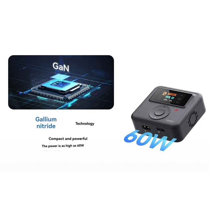 

BAAY 405AC Gan 60W Smart Charger RC Model Battery Fast Charger For 1- 4S Life Lihv Lipo 1- 7S Pb 1- 12S Nimh/Cd Battery EU PLUG