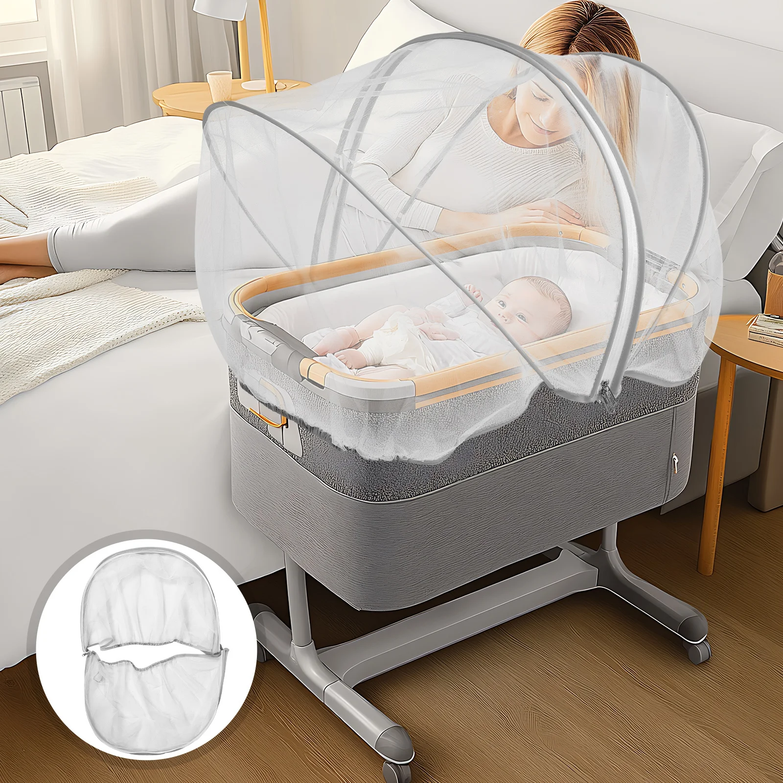 

Baby Crib Tent Zippered Bassinet Canopy Travel Breathable Mesh Netting Newborns Lightweight Foldable Keeps Cats Out