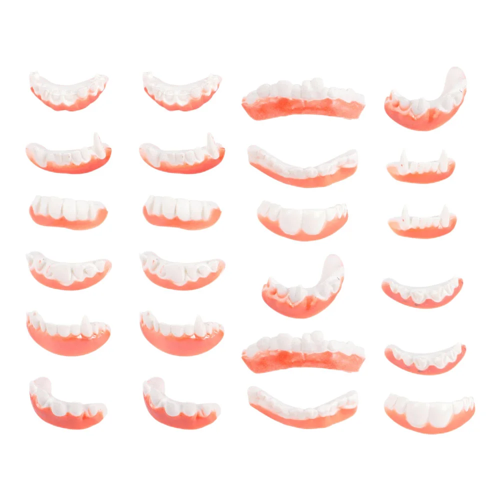 

24 Pcs Dental Toys Halloween Accessories Dentures Costumes Props Vampire Teeth Realistic