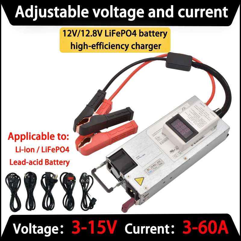 3-15V 3-60A 12V 60A Adjustable Charger 14.6V 20A 40A 60A 12.6V 20A 40A 60A Lithium Polymer For LiFePO4 Battery Lead Acid Battery