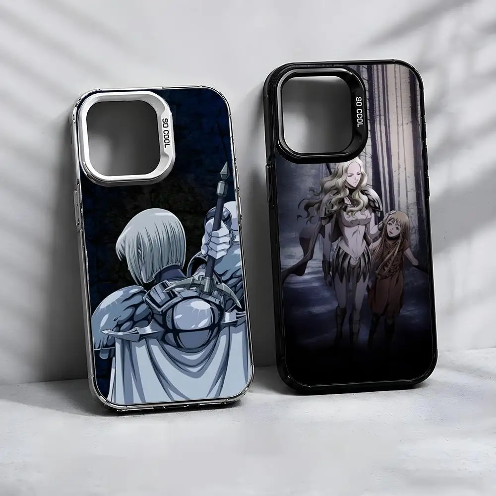 Coque de téléphone Anime C-Claymore pour iPhone 17 16 15 14 13 Pro Max, finition mate, effet laser métallique, aurora, luxe