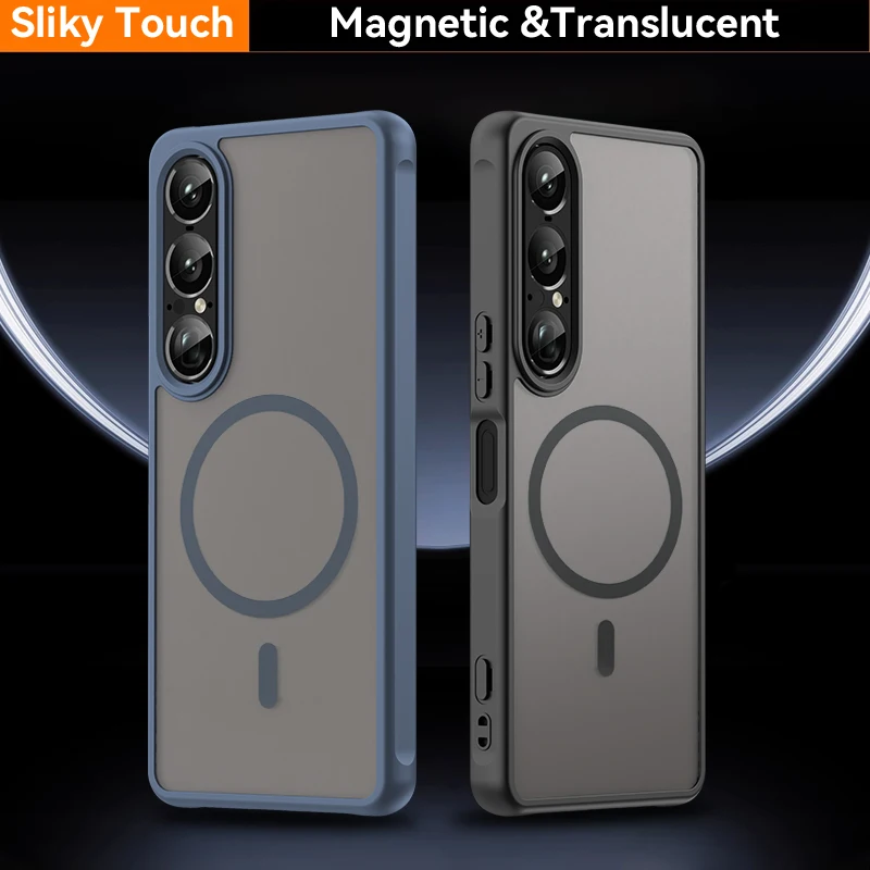 Magnetic Luxury Armor Shockproof MagSafe Phone Case For Sony Xperia 1 VII 10 VII 1VII 10VII Wireless Matte Translucent Cover