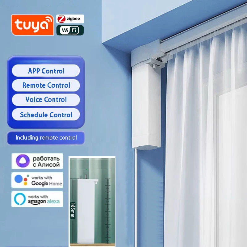 Newest Generation tuya wifi Electric Smart curtain Motor Motorized System Track Rod Intelligent Support Alexa Google Assist