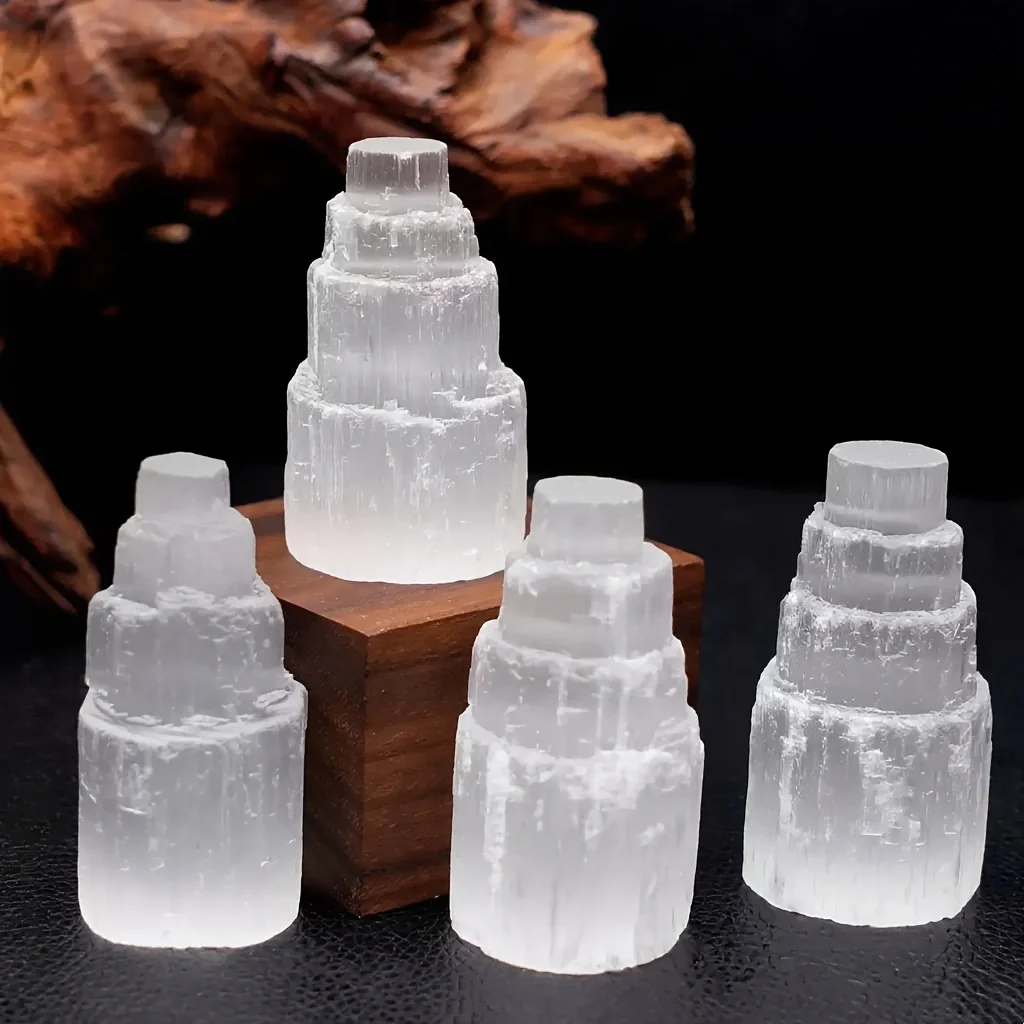 6cm Selenite Tower, Natural Selenite Crystal Tower, Interior decorative items, Selenite Gift, Small crystal carved ornaments