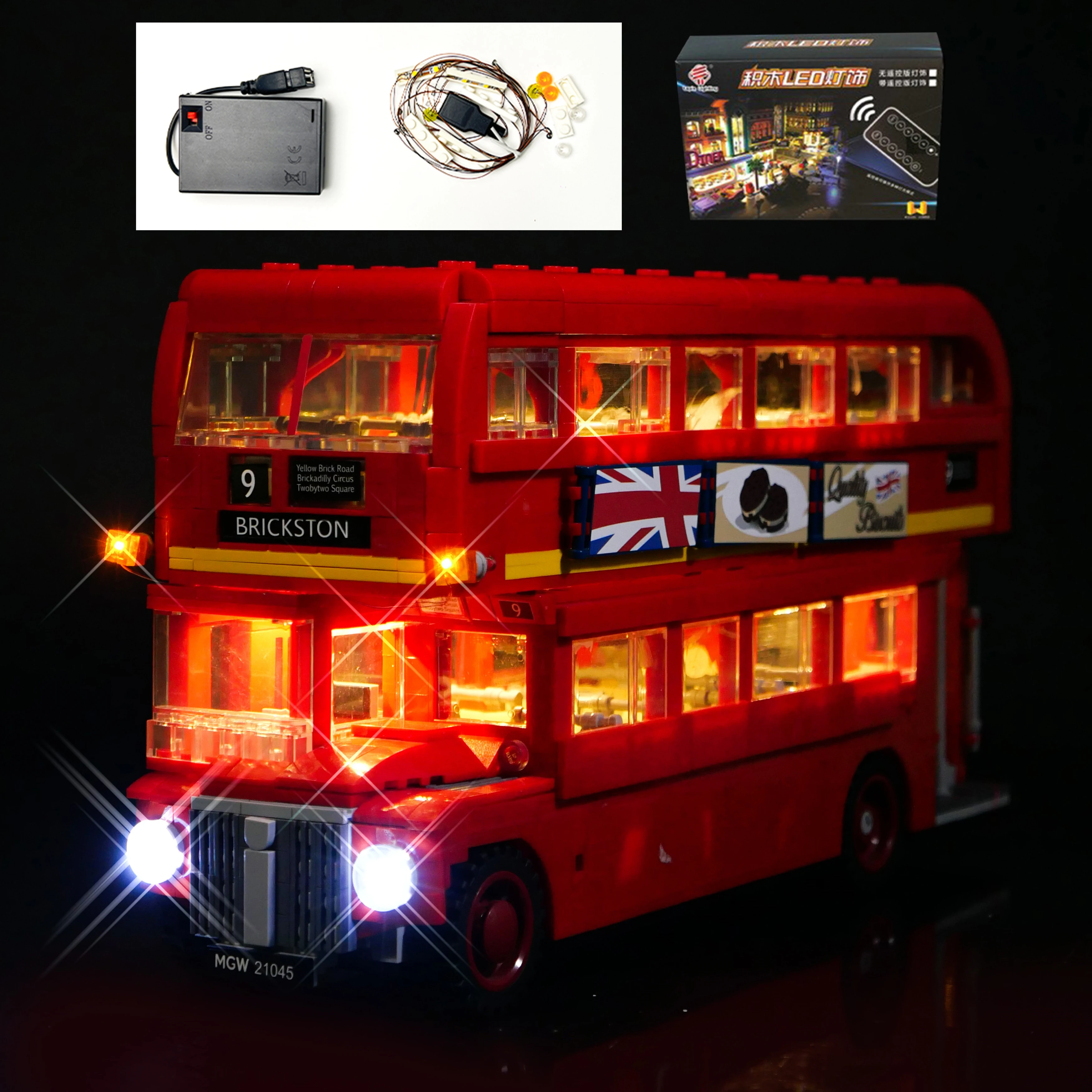 

DIY LED Light Kit for 10258 London Bus Building Block Model Remote Control Lighting Set Display Decoration Accessories