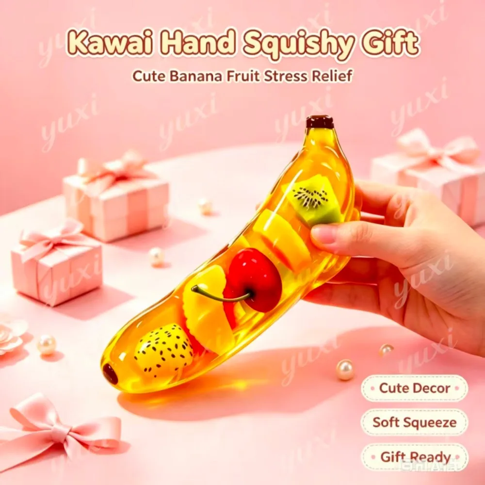 @Portable Banana Toy That Can Be Pulled Or Squeezed For Adults Stress Relieving Toy For Children Cute Gift For Holiday Parties