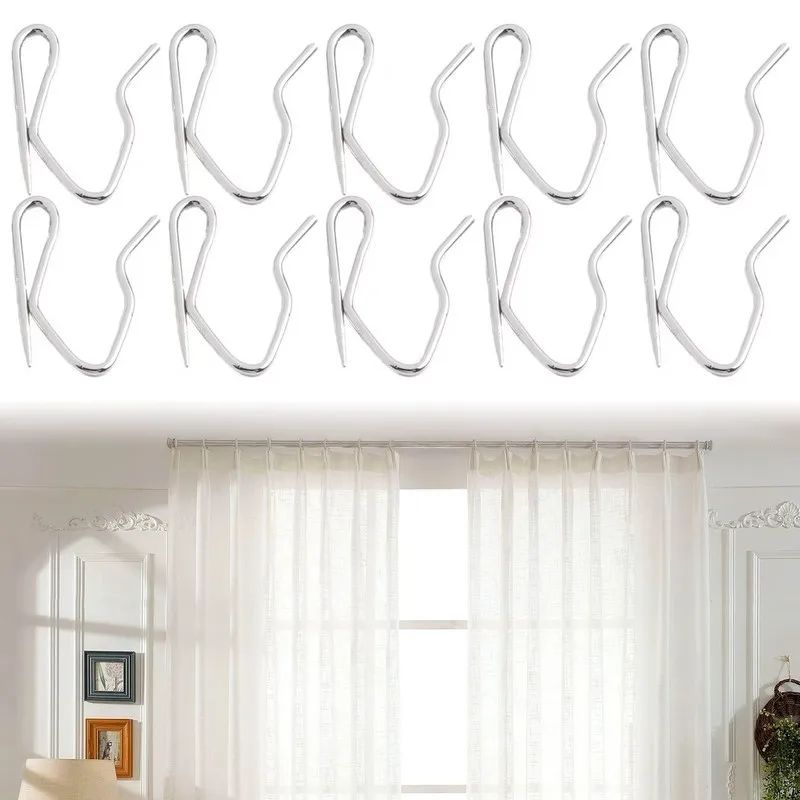 80 pcs 3cm S-Shaped Sharp Hooks, S-Curve Shape Design, Curtain Pleat Fixing Bathroom Shower Hook, Stainless Steel Material
