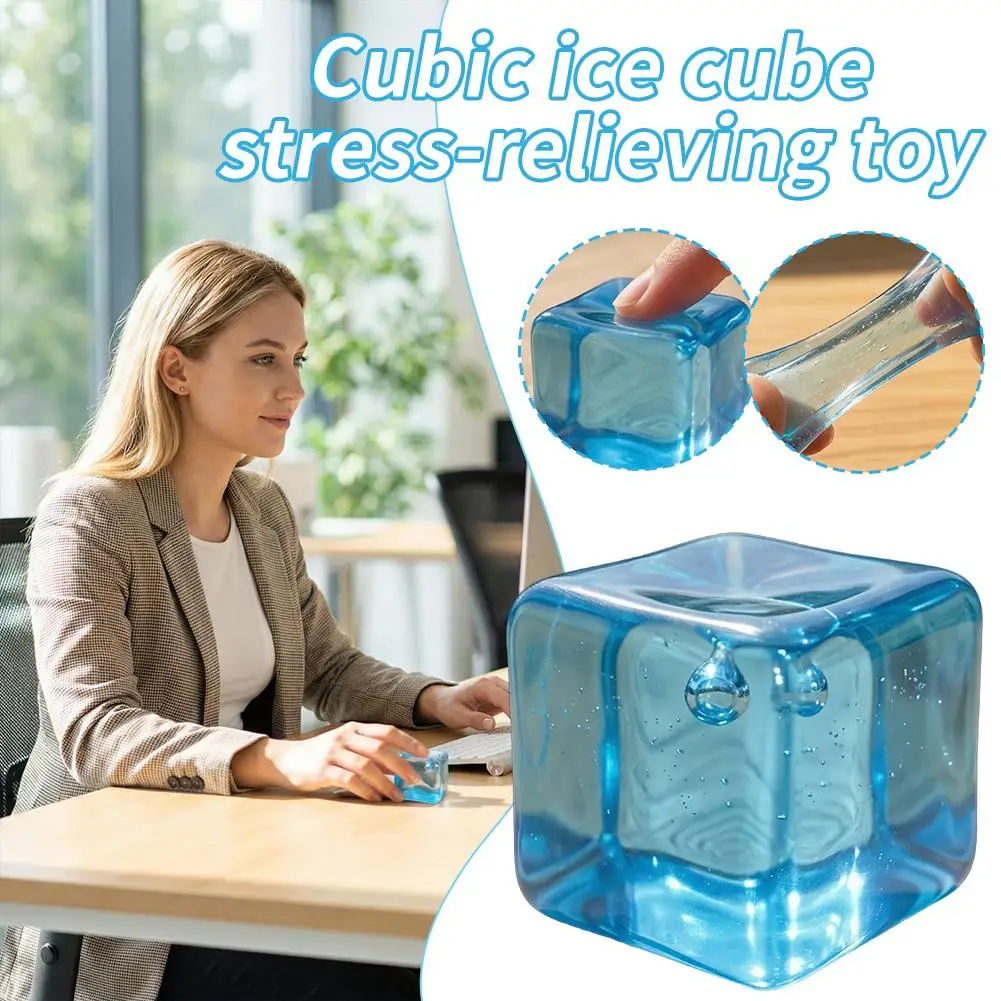 

Ice Cube Stress Ball Transparent Slow Rising Squishy Toy Squeeze Stress Relief Toy for Anxiety Cool Touch Fidget Toy for Kids