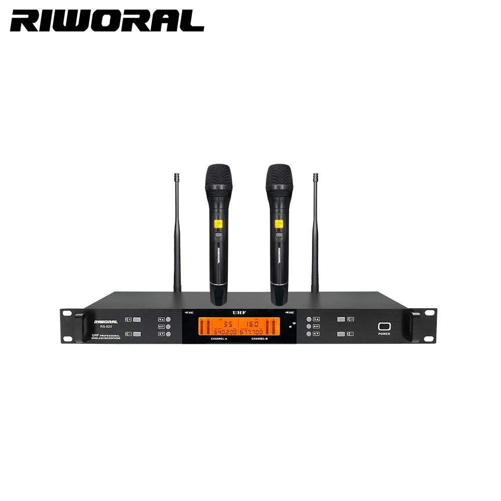 

RS820 Professional UHF 2 Channel Wireless Karaoke Microphone Microfono Inalambrico