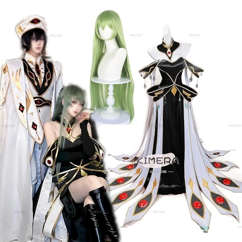 Emperor Empress Lulu Lelouch C.C. Cosplay Vi Britannia Cos Costume Wig Code Anime Geass ClothesParty Halloween Couple Roleplay