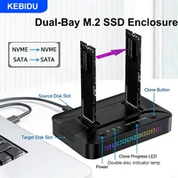 Caja M.2 NVMe/SATA, estación de acoplamiento de disco duro de doble bahía, clon sin conexión, duplicador de disco duro M.2 SSD, carcasa adaptadora USB GEN2 SSD