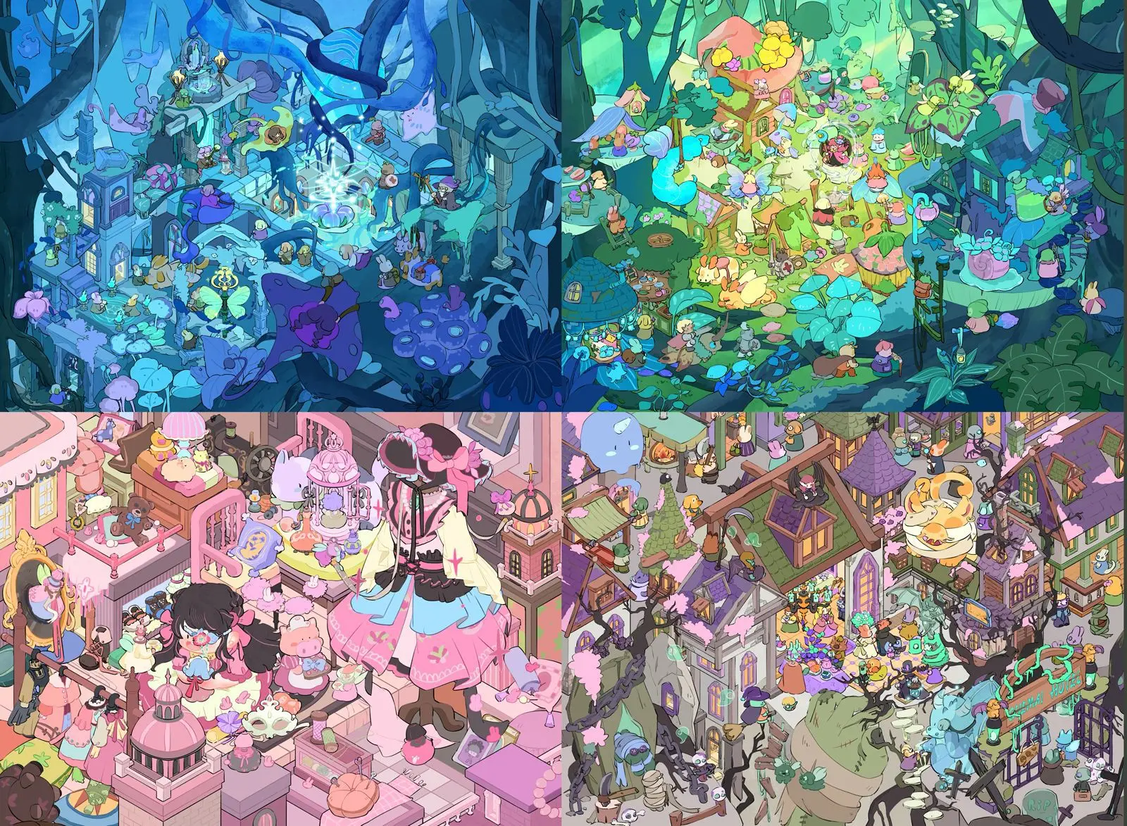 

Plus SIze Magic Forest Dress Up Party Kawaii 3D Cartoon Miniature Scene Sticker DIY Handmade Stacking Creative Scrapbook Sticker