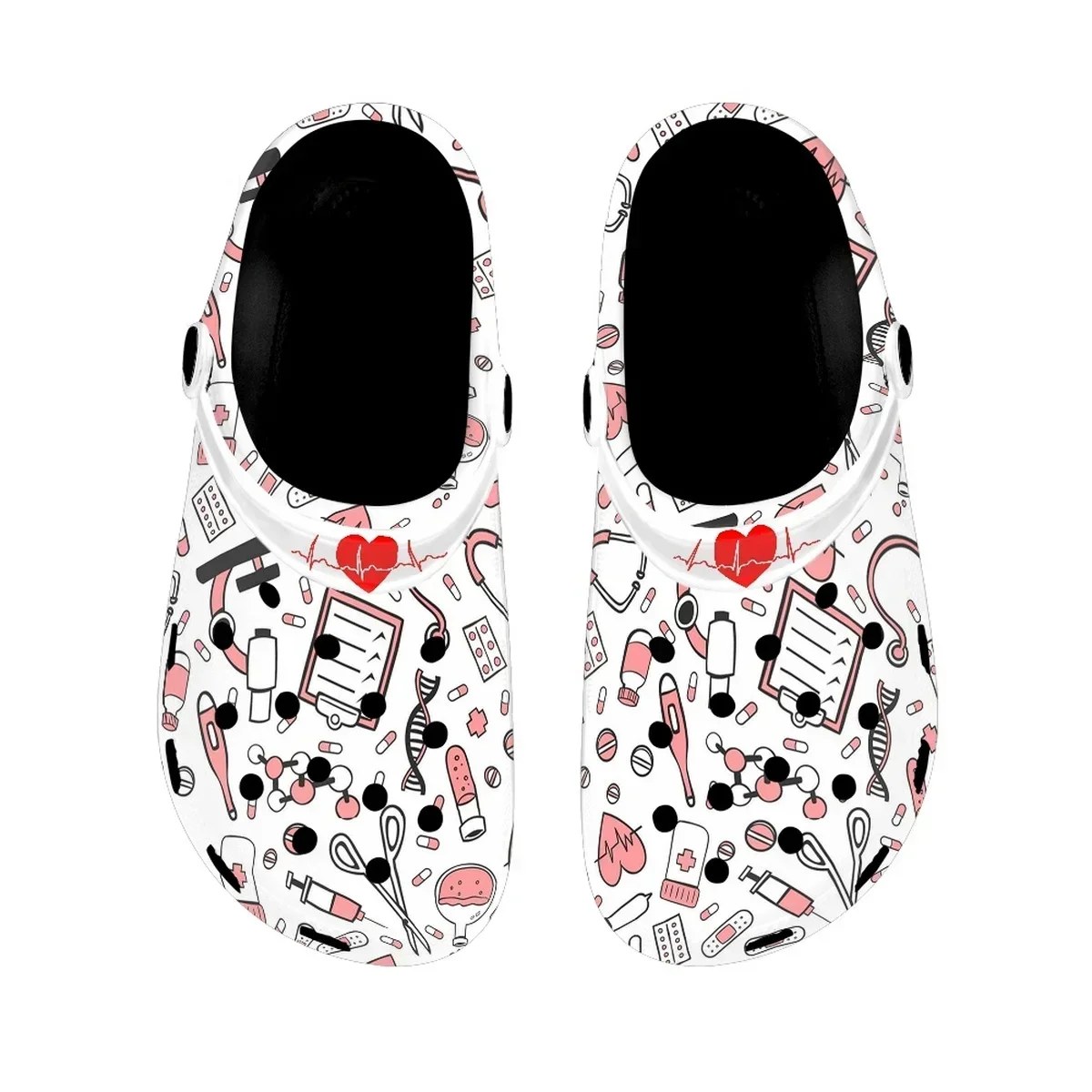 Zapatillas antideslizantes con estampado médico para Mujer, zuecos suaves transpirables para interiores y exteriores, calzado De trabajo para enfermería