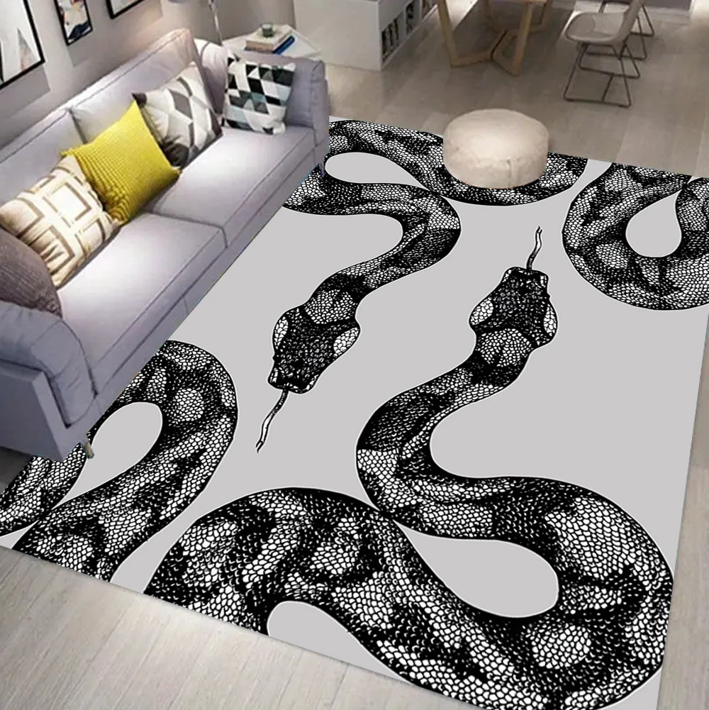 Snake Pattern Living Room Carpet Realistic Vision Non-Slip Area Rug Bedroom Bedside Children's Play Floor Mat Home Decor Gift