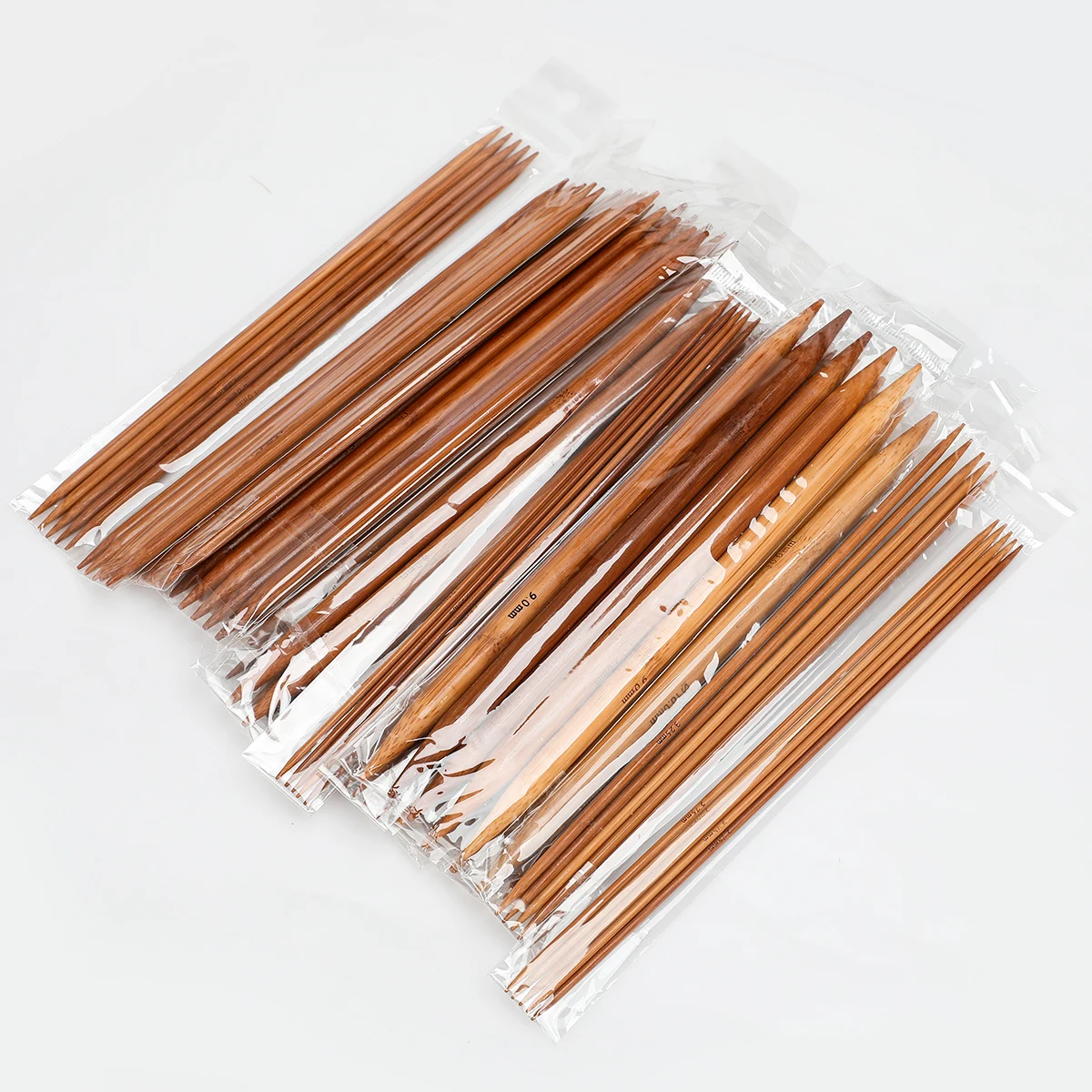 75 PCS Bamboo Knitting Needles Set 20cm Double Pointed Carbonized Knit Yarn Weave Craft 15 Sizes 2.0-10mm Crochet Needles Set