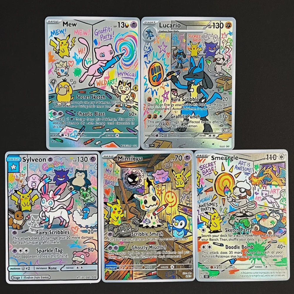 Cards Lucario Smeargle Hand Drawn Art Painting Anime Cards TCG Hobby Collection Game Rare Holo Game Cards Toy Gift