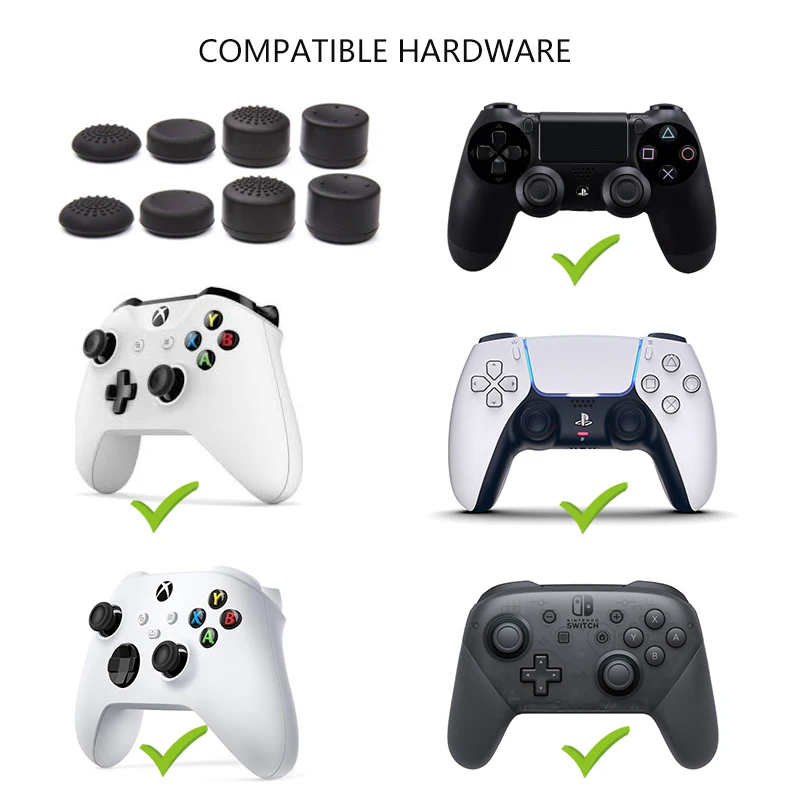 8 pçs silicone polegar vara grip cap manche aperto melhorar capa para interruptor pro ps4 xbox um controladores acessórios