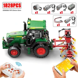 1828PCS Agricultural Tractor Building Blocks Rc APP Remote Control Engineering Car Model Bricks DIY Toys Gifts For Boys Kids