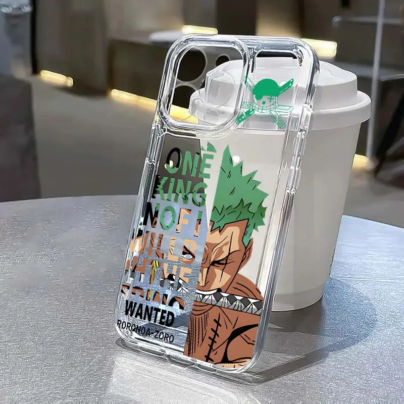 حافظة هاتف Boy Zoro One Piece Luffy Art لهاتف Apple iPhone 17 Air 16e 16 15 14 13 12 11 Mini Pro Max Plus غطاء ناعم شفاف