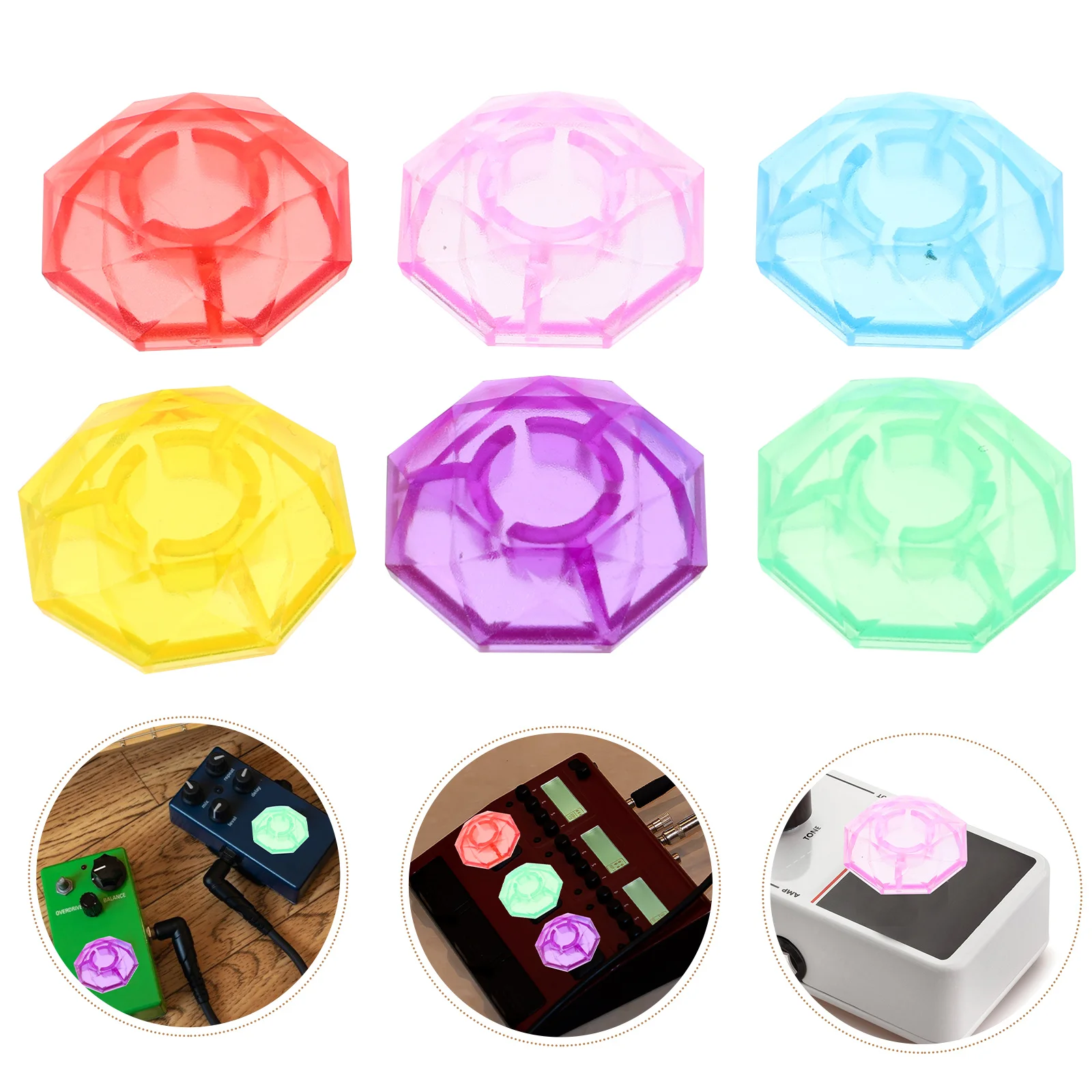 

6 Pcs Musical Instrument Accessories Effect Pedal Cap Guitar Plastic Colorful Footswitch Effects