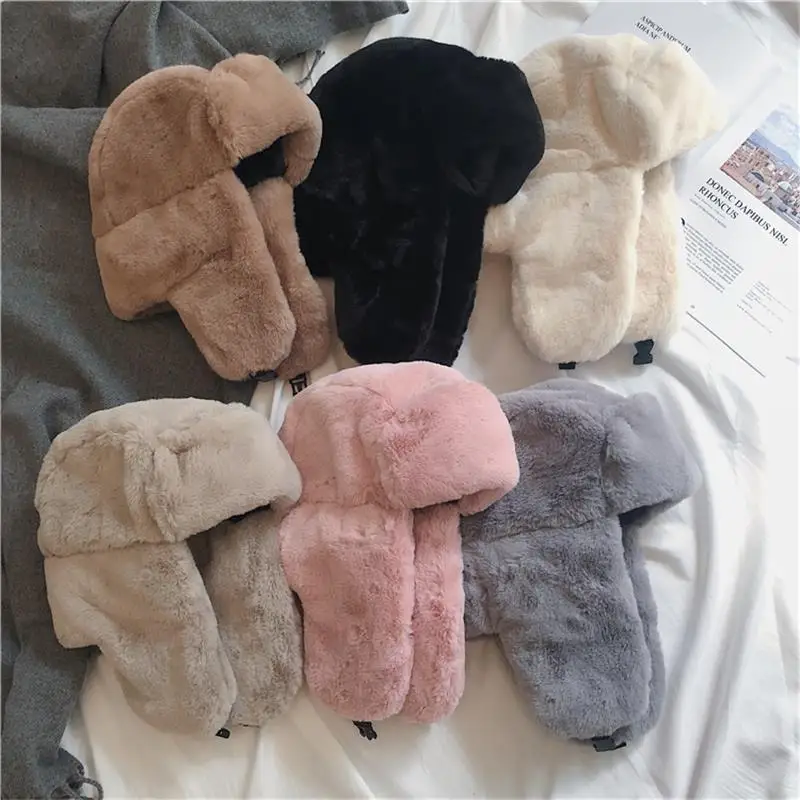 Women's Hat Winter HaTt Ushanka Hat for Female Thicken Cold Cap Warm Hat Windbreak Hat Warm Hat Pilot Cap Hat with Earflaps