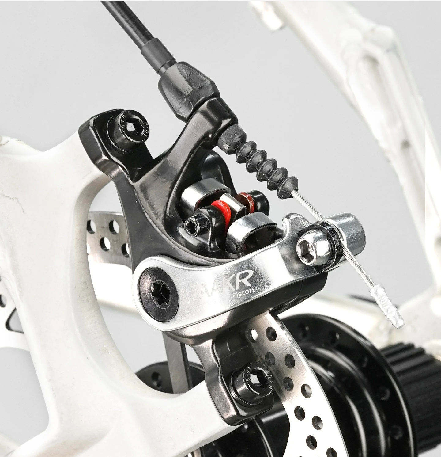 ZAAKR Mechanischer Bremssattel Modell C230-C235 Vergrößerter Kolben, leichtes Design für Fahrräder mit Flat-Mount- und Post-Mount-Befestigung – Detail 25