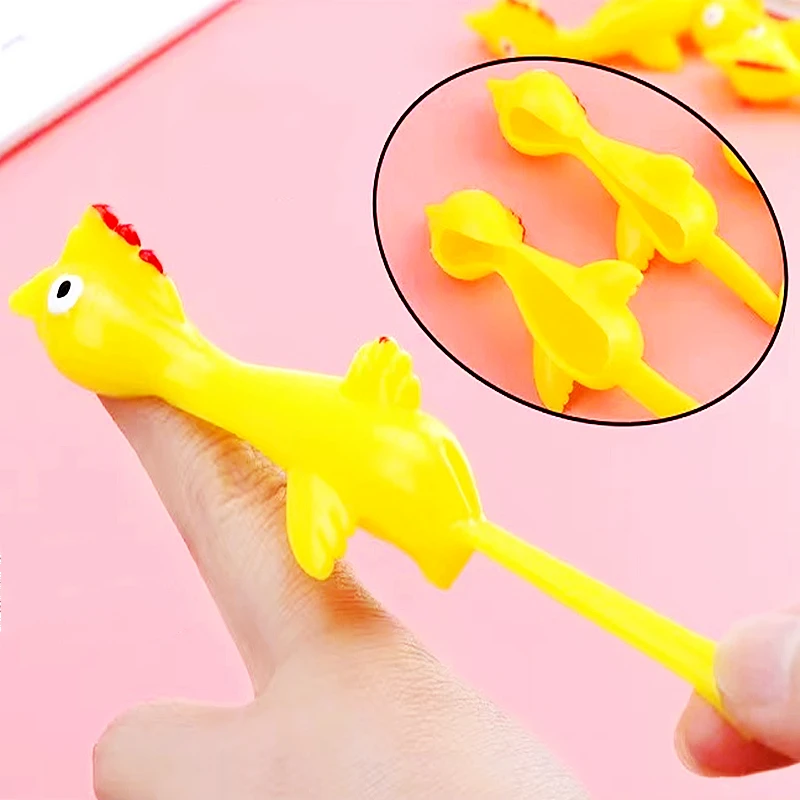 10PC Mini Yellow Sticky Finger Catapult Chicken Shooting Toy Boys Girls Gifts Children\'s Day Birthday Party Gifts Pinata Filling