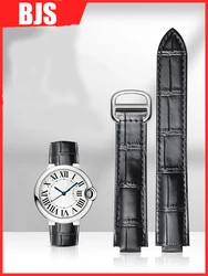 Genuine Leather Watch Band For Cartier Blue Balloon Cartier Raised Mouth Men'sWomen's Straps 14*8mm 18*11mm 20*12mm 22*14mm