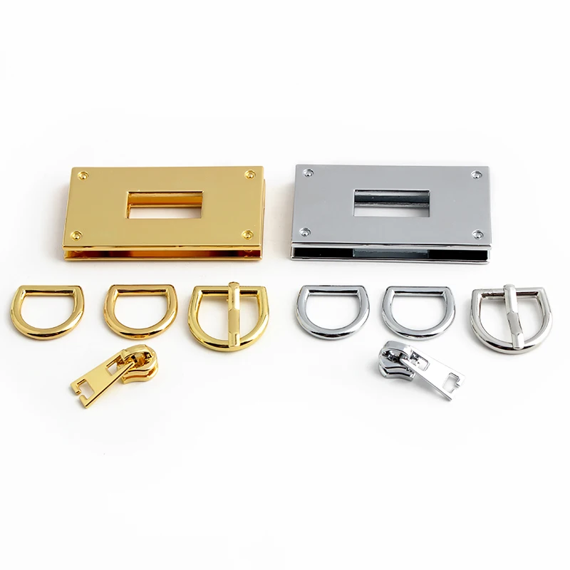 1-5 sets 2 colors 36*28mm gold chrome durable rectangle a set of lock for woman handbag with eyelets key lock purse accessories