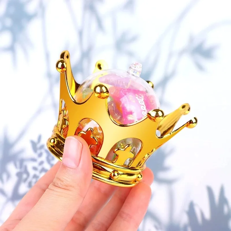 12pcs Gold Crown Candy Box, Fillable Gold Decorated Crown Candy Storage Box Candy Chocolate Dessert Table Super Cute Kids Party
