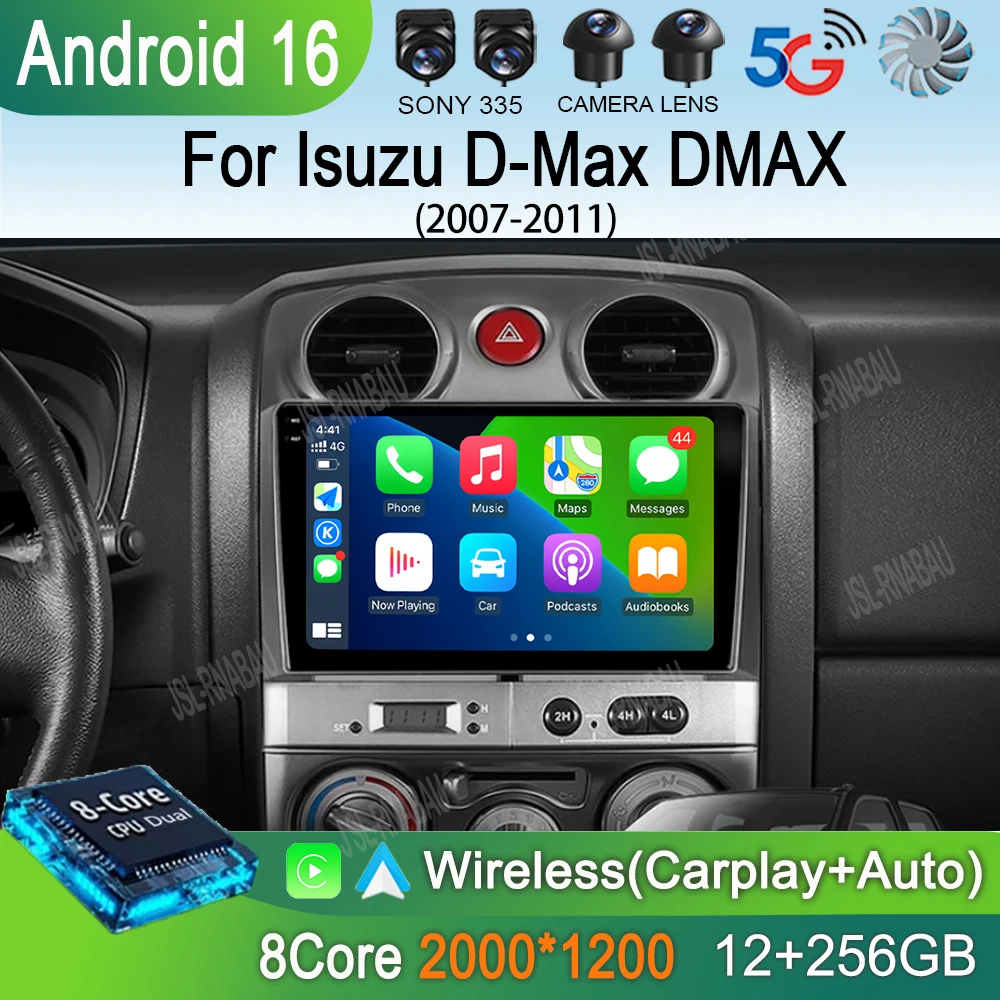 Android16 For Isuzu D-Max DMAX 2007 2008 2009 2010 2011 Android 16 4G WIFI Auto Car Radio GPS Navigation No DVD Player