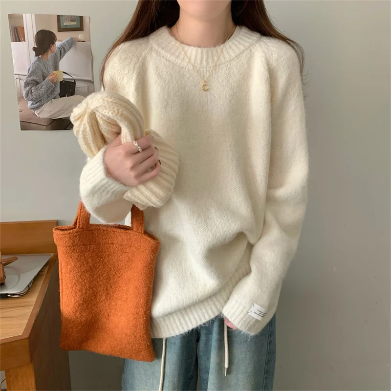 Sweter damski z dzianiny Thiened Winter, wkładany przez głowę, długi rękaw, okrągły dekolt, standardowa długość, Guangdong Dongguan Daliang