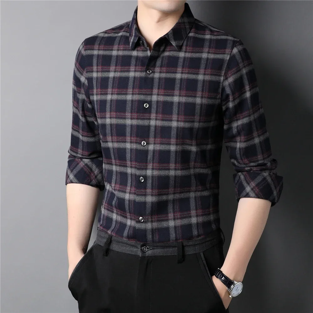 

COODRONY Brand Plaid Shirt Men Clothing Autumn Winter New Arrivals Warm Blouse Social Business Casual Long Sleeve Shirts Z6063