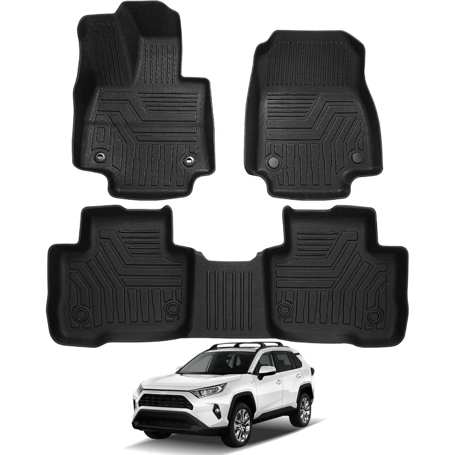 

Floor Mats for RAV4 20192024 2025 Include Hybrid TPE All Weather Floor Liner for RAV4 1st and 2nd Row Car Mats Cargo Liners Ac