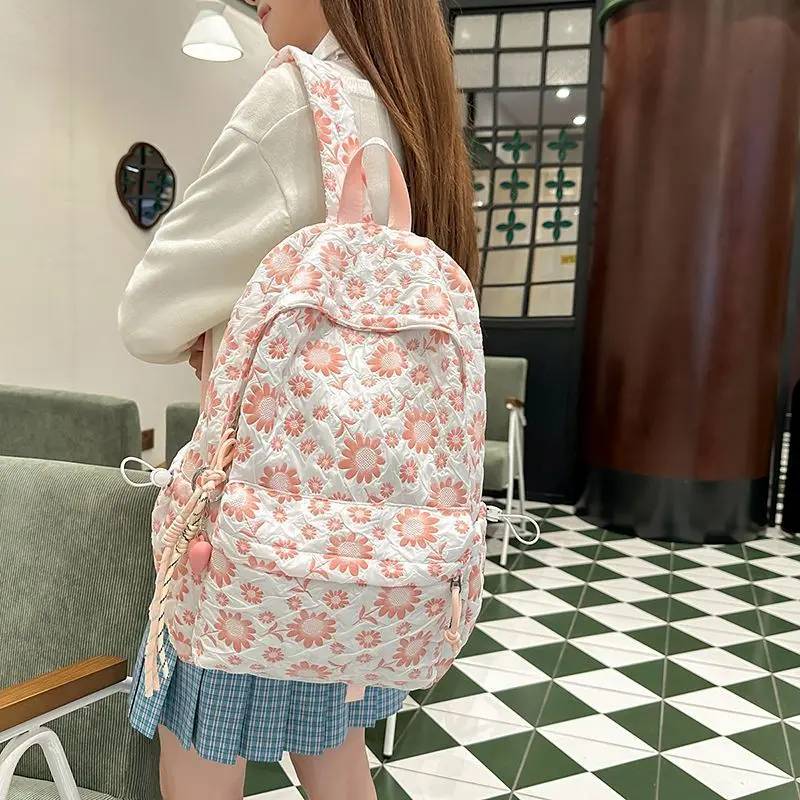 Grande capacidade bonito versátil mochila floral para júnior sênior alta mochila escolar à prova dwaterproof água portátil mochila