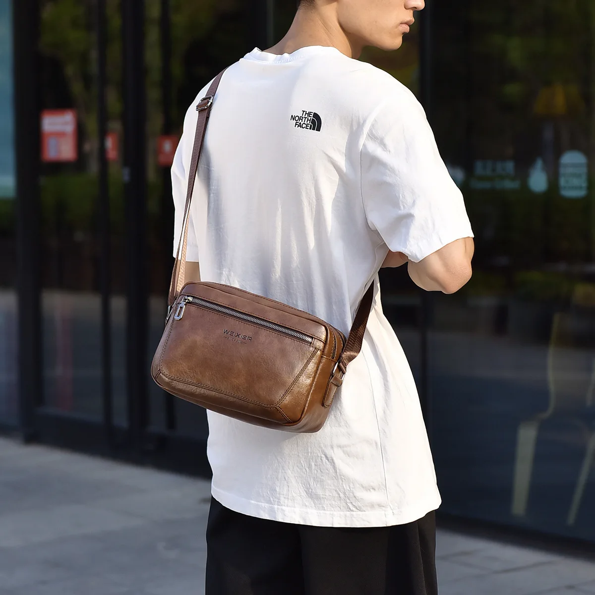 Brand Casual Solid Men Crossbody bags Messenger Bag PU Leather Handbags Shoulder Bags Male Business Messenger Diagonal Chest bag